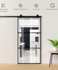 Schiebetür mit transparentem Glas und Aluminiumrahmen, 96x220cm, schwarz