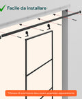 Schiebetür mit transparentem Glas und Aluminiumrahmen, 96x220cm, schwarz