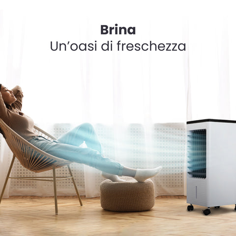 Wintem tragbarer Luftkühler Brina 80 W, 3-in-1 mit Befeuchtung, Filterung, 7-Stunden-Timer, Fernbedienung und 4-Liter-Tank EAN-8052286430998