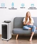 Wintem Tragbarer Verdunstungsluftkühler 80 W, 3 Modi, 6-Liter-Wassertank mit 7-Liter-Timer, Fernbedienung und LED-Display, EAN-8052286430981