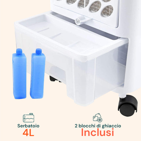 Luftkühler 80 W Confflusso, 300 m³/h Luftstrom, 3 Geschwindigkeitsstufen und 4-l-Wasser- und Eistank