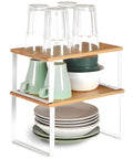 Avilia Set mit 2 Bambusablagen, Metallgestell in Holzoptik, modernes Design, platzsparend und vielseitig einsetzbar, EAN 8056819050103