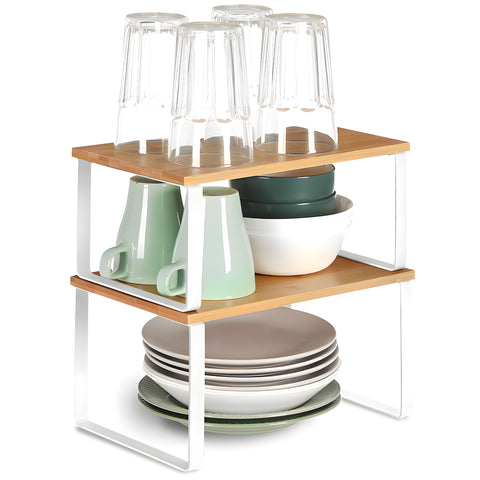 Avilia Set mit 2 Bambusablagen, Metallgestell in Holzoptik, modernes Design, platzsparend und vielseitig einsetzbar, EAN 8056819050103