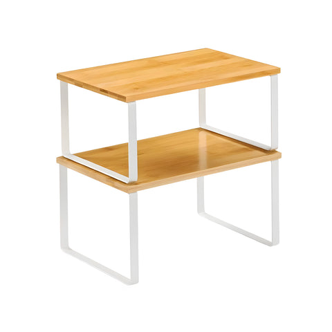 Avilia Set mit 2 Bambusablagen, Metallgestell in Holzoptik, modernes Design, platzsparend und vielseitig einsetzbar, EAN 8056819050103