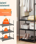 Robuste Ablagen 45x36cm mit einer Tragfähigkeit von 4,5kg pro Ablage zur ordentlichen Aufbewahrung von gefalteter Kleidung, Schuhen und Behältern