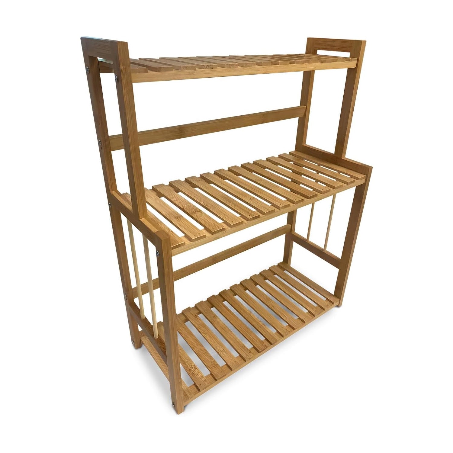 Organizer-Regal mit 3 Ablagen aus natürlichem Bambus, 42x18x53cm, mit einer Tragfähigkeit von 20kg pro Ablage, modernes platzsparendes Multifunktionsdesign
