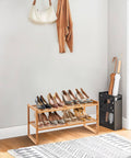 Avilia Schuhregal mit 2 geraden Ablagen aus umweltfreundlichem, platzsparendem Bambus, EAN 8056819052589