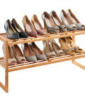 Avilia Schuhregal mit 2 geraden Ablagen aus umweltfreundlichem, platzsparendem Bambus, EAN 8056819052589
