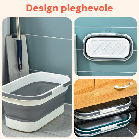 Avilia Platzsparender, faltbarer Eimer aus strapazierfähigem TPR mit Griffen und kompaktem, zusammenklappbarem Design, EAN 8056819050127