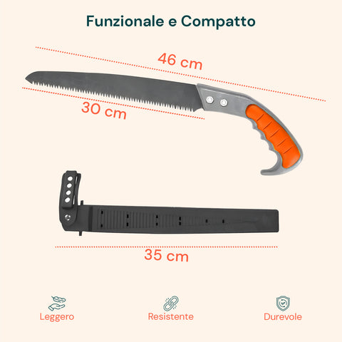 Stahlsäge zum Beschneiden mit ergonomischem Griff und Scheide, 46 cm