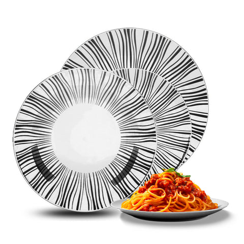 Avilia-Set mit 18 modernen Esstellern aus weißem Porzellan im Union-Stil, EAN-8056897153024