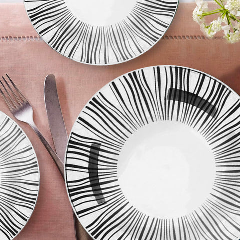 Avilia-Set mit 18 modernen Esstellern aus weißem Porzellan im Union-Stil, EAN-8056897153024
