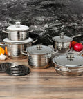 Avilia Komplettes Topfset Diana, 12-teilig, aus Edelstahl, modernes Design, geeignet für Induktion, Gas und Elektroherde, EAN-8056897151778
