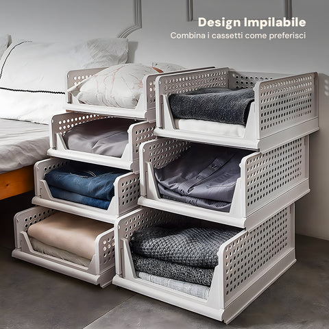 Avilia Set mit 3 stapelbaren und zusammenklappbaren Mehrzweck-Aufbewahrungsboxen mit Schubladen EAN 8056819050172