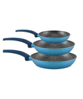 Avilia Gaia Antihaftpfannen aus blauem Aluminium mit induktionsgeeignetem Boden, 3-teiliges Set mit ergonomischem Griff, EAN 8056819042856
