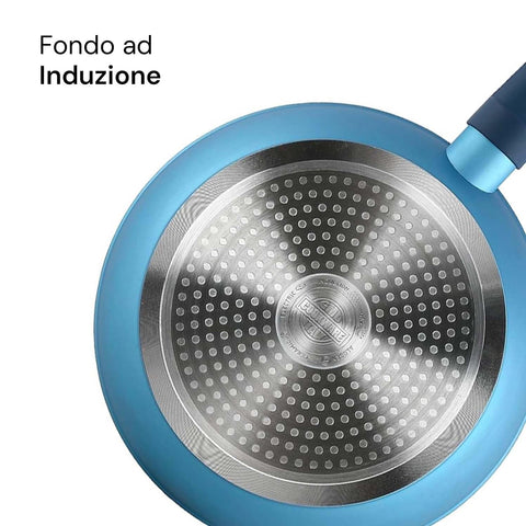 Avilia Gaia Antihaftpfannen aus blauem Aluminium mit induktionsgeeignetem Boden, 3-teiliges Set mit ergonomischem Griff, EAN 8056819042856