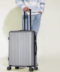 3-teiliges Trolley-Set mit Teleskopgriff und Rollen, 56/66/76 cm, Silber