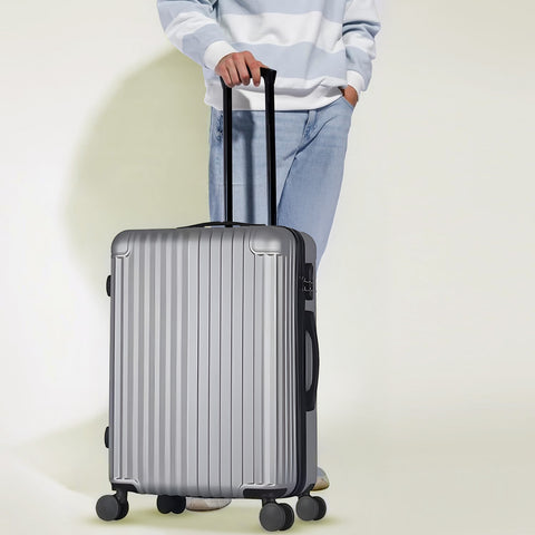 3-teiliges Trolley-Set mit Teleskopgriff und Rollen, 56/66/76 cm, Silber
