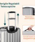 3-teiliges Trolley-Set mit Teleskopgriff und Rollen, 56/66/76 cm, Silber