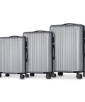 3-teiliges Trolley-Set mit Teleskopgriff und Rollen, 56/66/76 cm, Silber