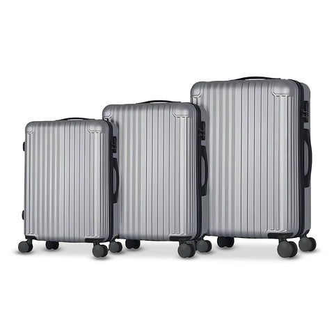 3-teiliges Trolley-Set mit Teleskopgriff und Rollen, 56/66/76 cm, Silber