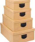 Organizer-Boxen in Beige mit Jute-Optik und Griffen, 4-teiliges Set in 4 Größen EAN-3560231537739