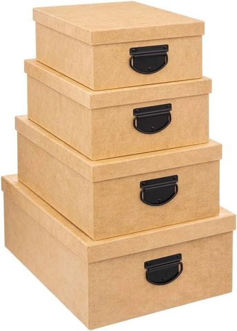 Organizer-Boxen mit Jute-Optik und Griffen, 4-teiliges Set in 4 Größen