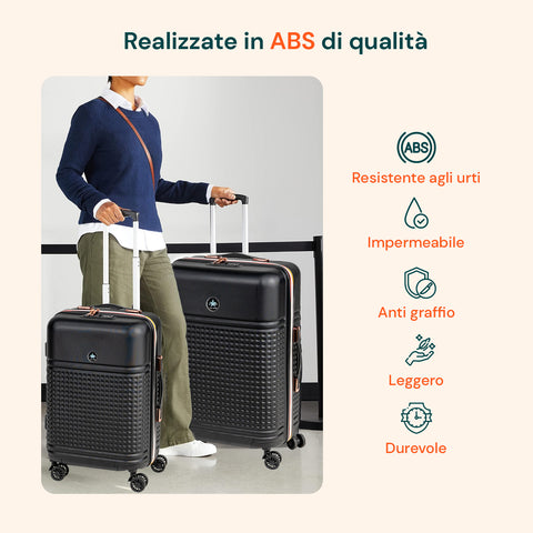 3-teiliges ABS-Kofferset – Trolleys 55/66/76 cm und Beauty Case