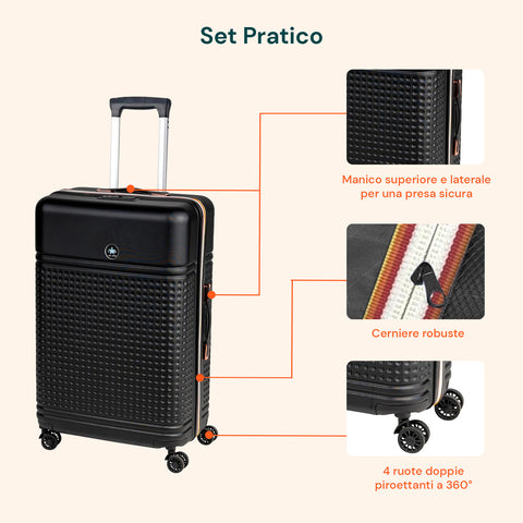 3-teiliges ABS-Kofferset – Trolleys 55/66/76 cm und Beauty Case
