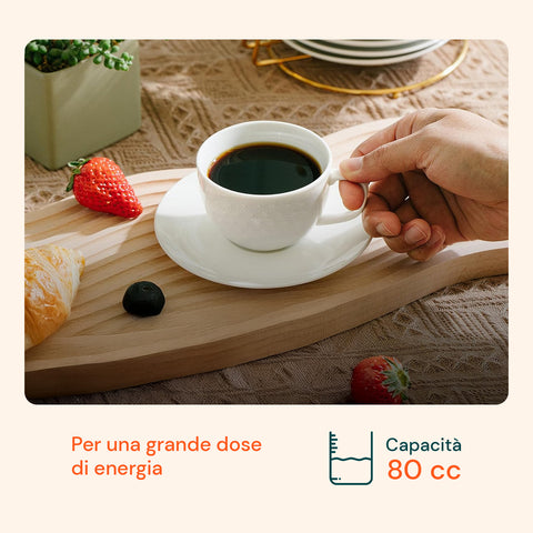 Avilia Set 6 Kaffeetassen aus Porzellan 80 ml mit Untertassen und erhabenem Blumendekor EAN 8056897157367