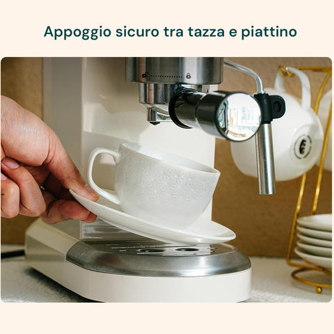 Avilia Set 6 Kaffeetassen aus Porzellan 80 ml mit Untertassen und erhabenem Blumendekor EAN 8056897157367