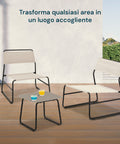 Cannes-Lounge-Set mit Glastisch und 2 Sesseln