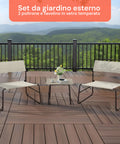 Cannes-Lounge-Set mit Glastisch und 2 Sesseln