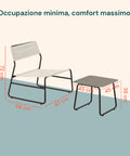 Cannes-Lounge-Set mit Glastisch und 2 Sesseln