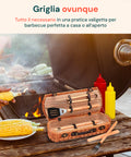 Tragbares BBQ-Set im Weidenkoffer mit 5 Zubehörteilen