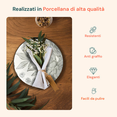 18-teiliges Porzellan-Tafelservice mit Bouquet-Dekor für 6 Personen