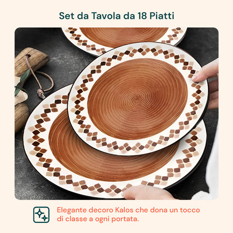18-teiliges Porzellan-Tafelservice mit Kalos-Dekor für 6 Personen