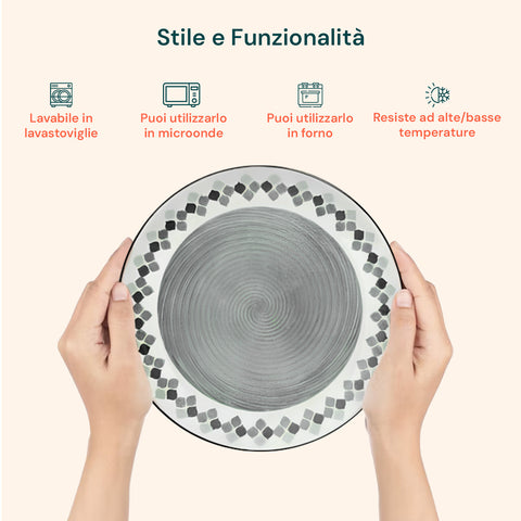 18-teiliges Porzellan-Tafelservice mit Kalos-Dekor für 6 Personen