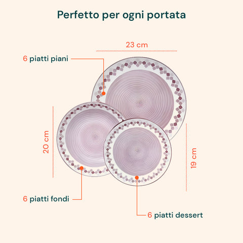18-teiliges Porzellan-Tafelservice mit Kalos-Dekor für 6 Personen