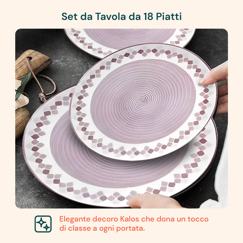 18-teiliges Porzellan-Tafelservice mit Kalos-Dekor für 6 Personen