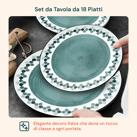 18-teiliges Porzellan-Tafelservice mit Kalos-Dekor für 6 Personen