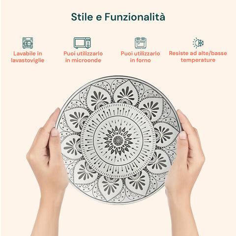 18-teiliges Porzellan-Tafelservice mit Mandala-Dekor für 6 Personen