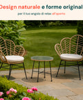 Fiji-Lounge-Set mit Glastisch und 2 Polyrattan-Stühlen