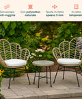 Fiji-Lounge-Set mit Glastisch und 2 Polyrattan-Stühlen