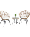 Fiji-Lounge-Set mit Glastisch und 2 Polyrattan-Stühlen