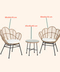 Fiji-Lounge-Set mit Glastisch und 2 Polyrattan-Stühlen