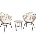 Fiji-Lounge-Set mit Glastisch und 2 Polyrattan-Stühlen