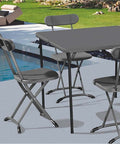 Set aus klappbarem Koffertisch mit 4 Stühlen aus anthrazitfarben lackiertem Stahl Horeca EAN-8023755053482