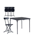 Set aus klappbarem Koffertisch mit 4 Stühlen aus anthrazitfarben lackiertem Stahl Horeca EAN-8023755053482