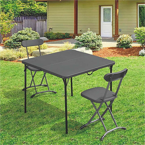 Set aus klappbarem Koffertisch mit 4 Stühlen aus anthrazitfarben lackiertem Stahl Horeca EAN-8023755053482
